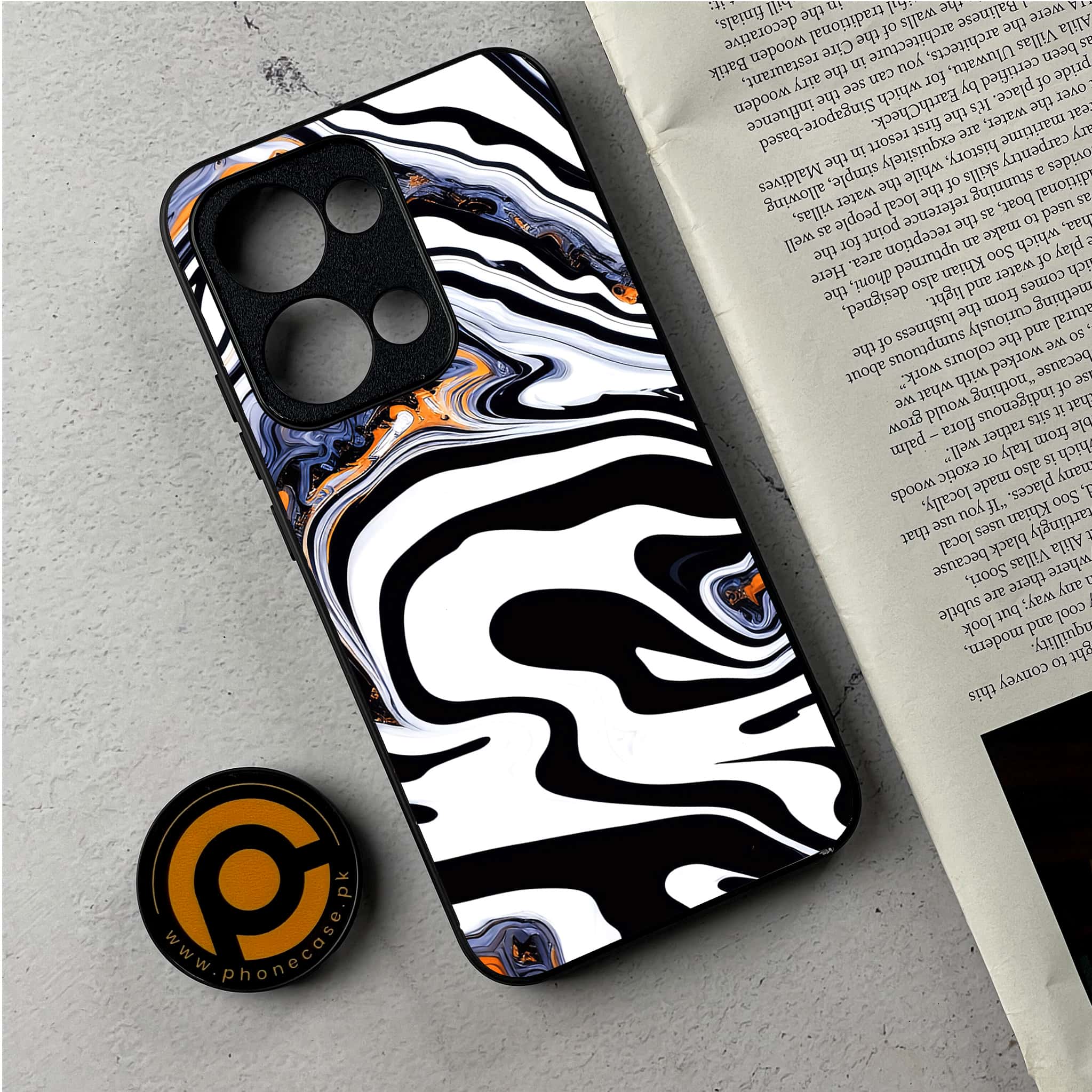 Oppo Reno 13 - Liquid Marble Series - Premium Metal Printed Soft Bumper Shockproof Case