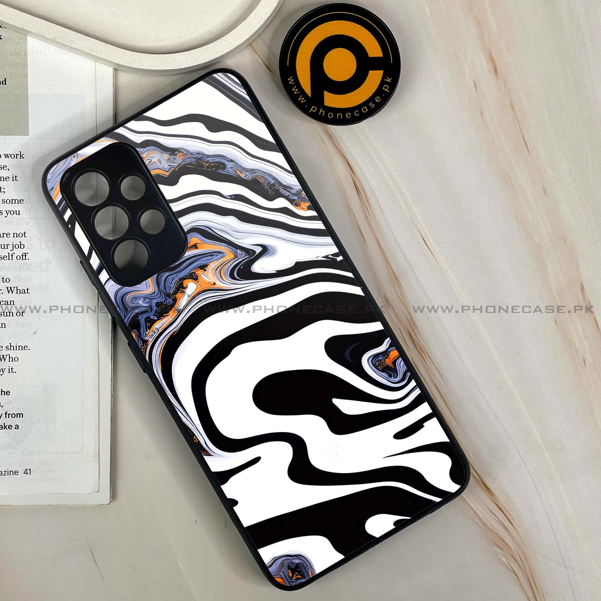Samsung Galaxy A32 4G - Liquid Marble Series - Premium Printed Glass soft Bumper shock Proof Case