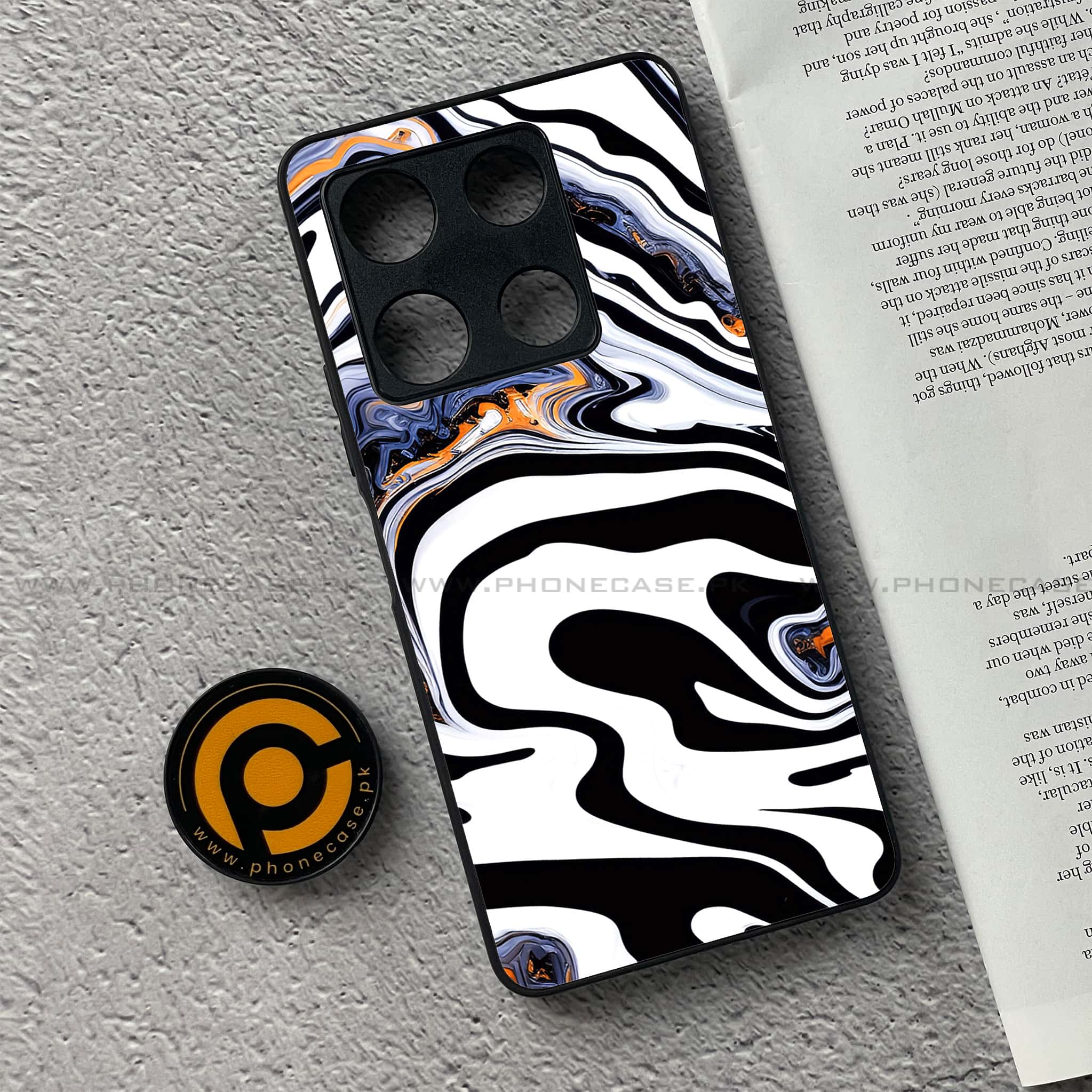 Infinix Note 30 Pro - Liquid Marble Series - Premium Metal Printed soft Bumper shock Proof Case