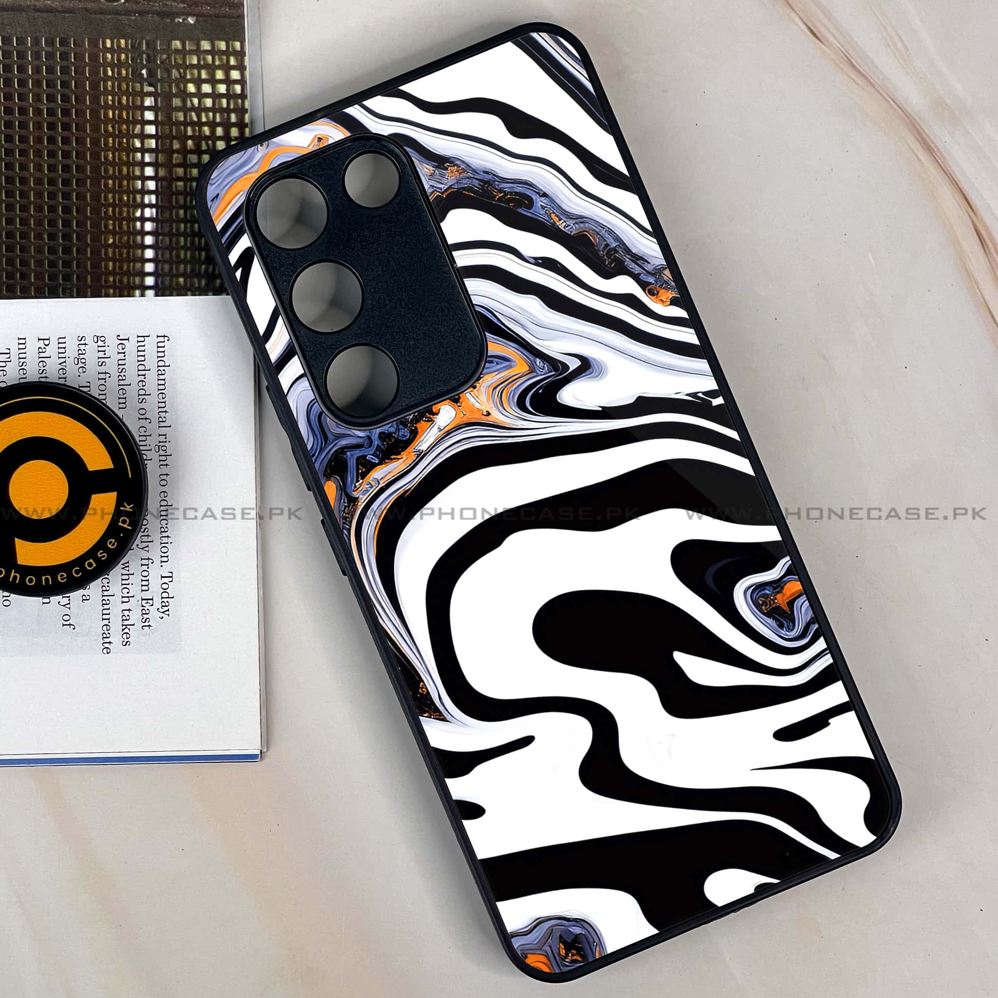 Vivo Y200e - Liquid Marble Series - Premium Metal Printed soft Bumper shock Proof Case