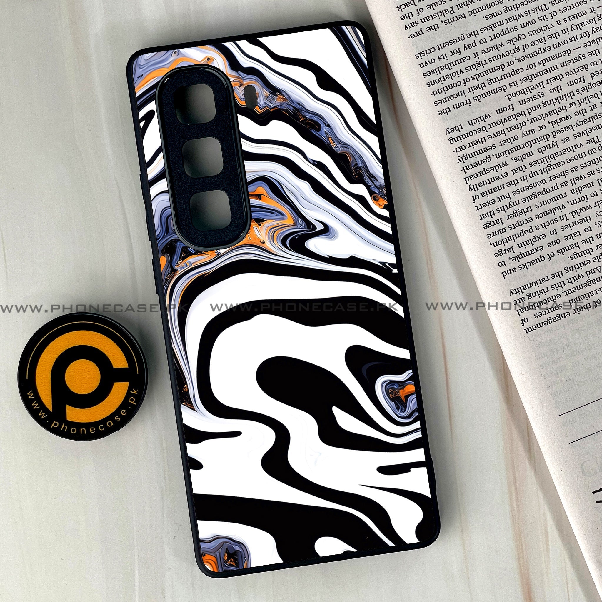 Infinix Hot 60 Pro Plus - Liquid Marble Series - Premium Metal Printed soft Bumper shock Proof Case