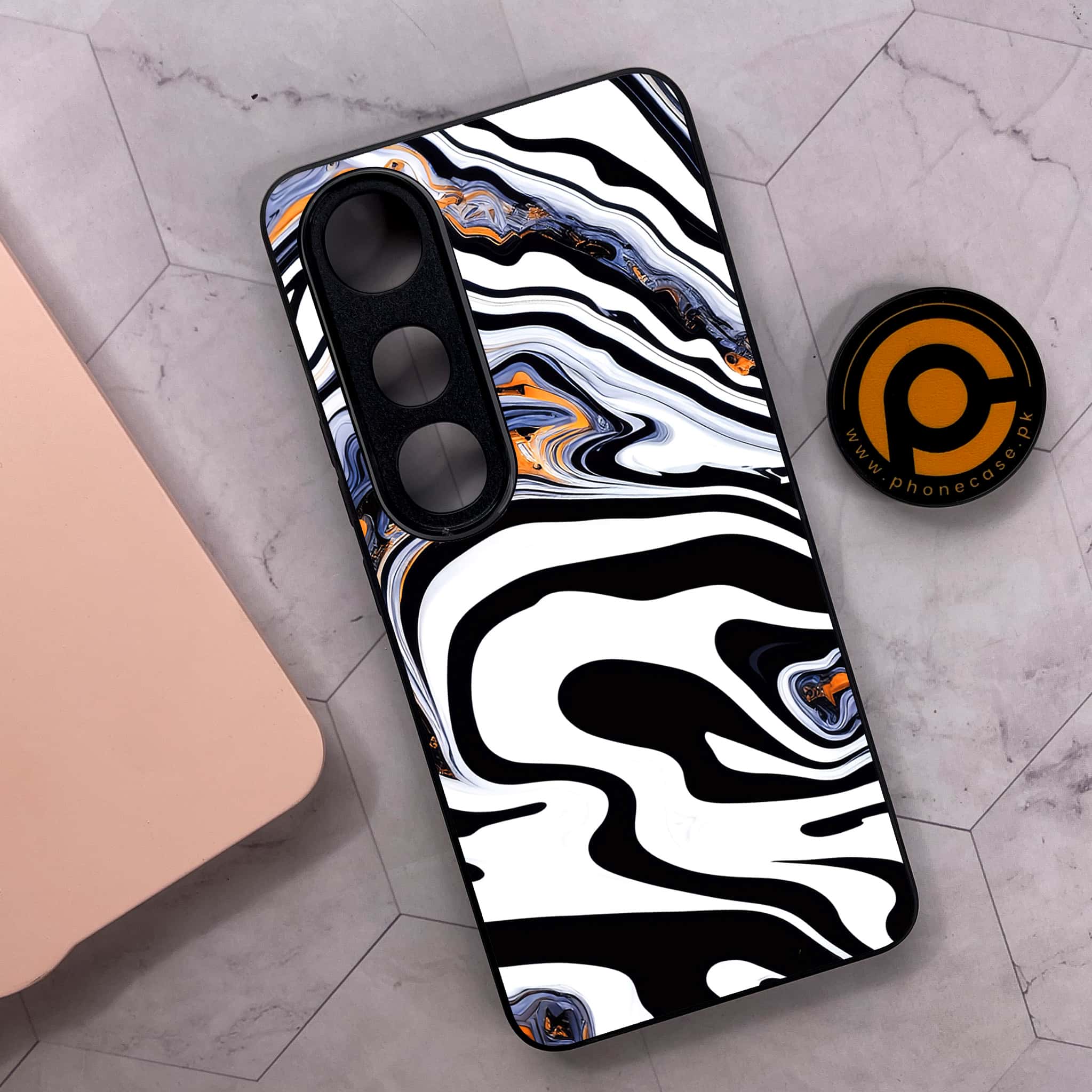Vivo V50 Lite - Liquid Marble Series - Premium Metal Printed soft Bumper shock Proof Case