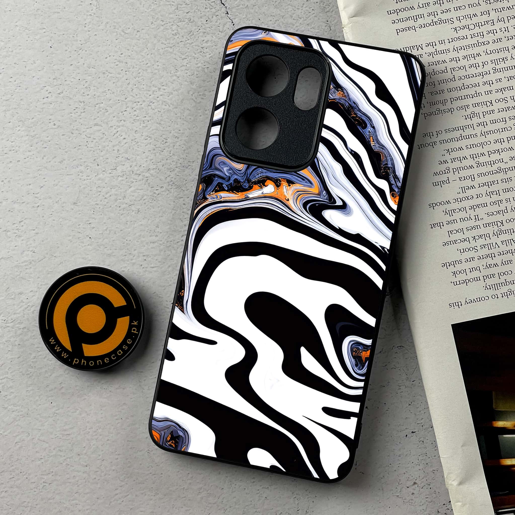 Oppo Reno 13F - Liquid Marble Series - Premium Metal Printed Soft Bumper Shockproof Case