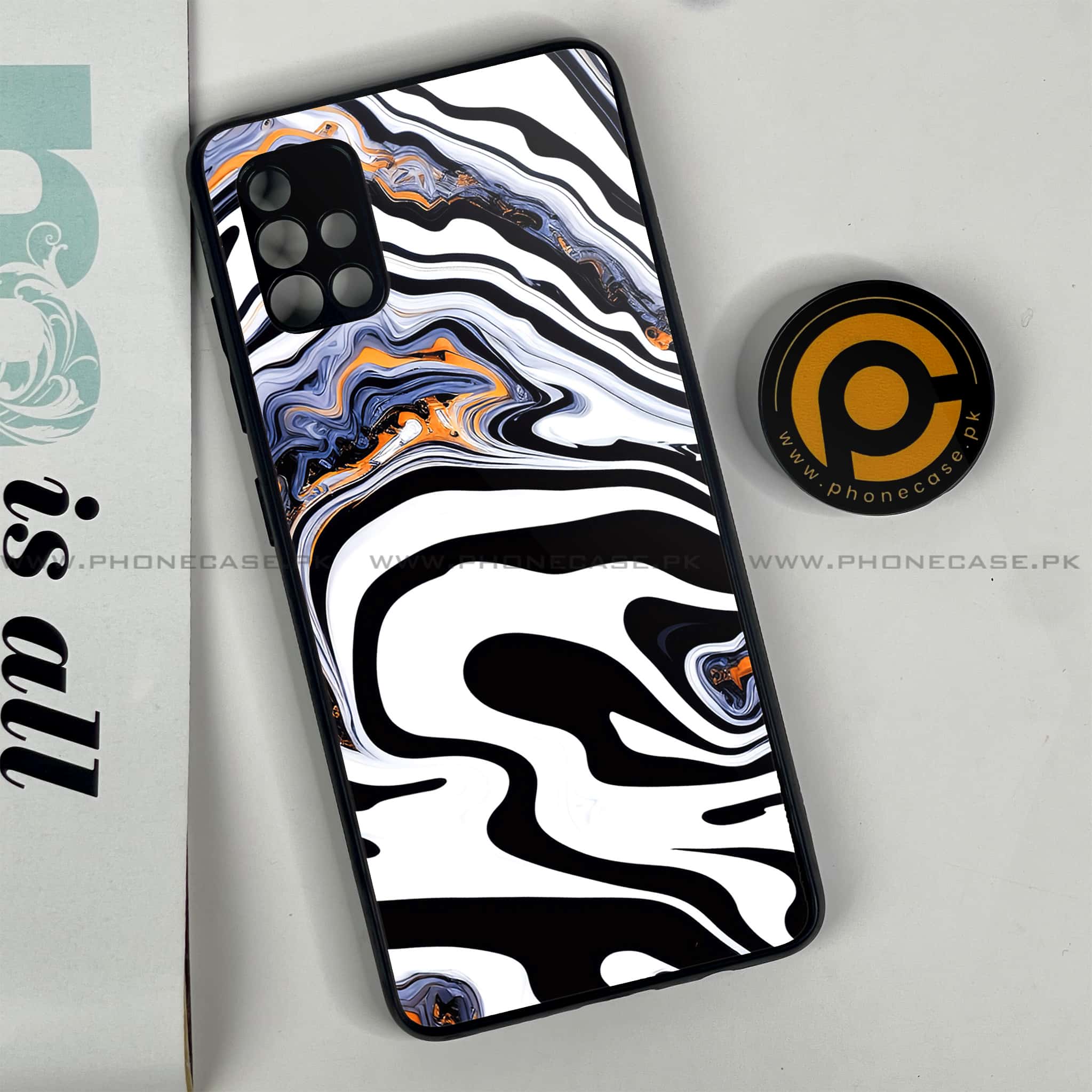 Samsung Galaxy A51 Liquid Marble Series Premium Printed Glass soft Bumper shock Proof Case