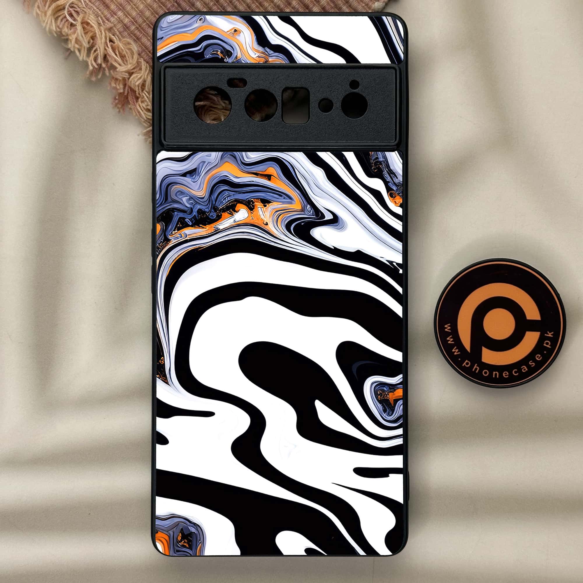 Google Pixel 6 Pro - Liquid Marble Series - Premium Metal Printed soft Bumper Shock Proof Case