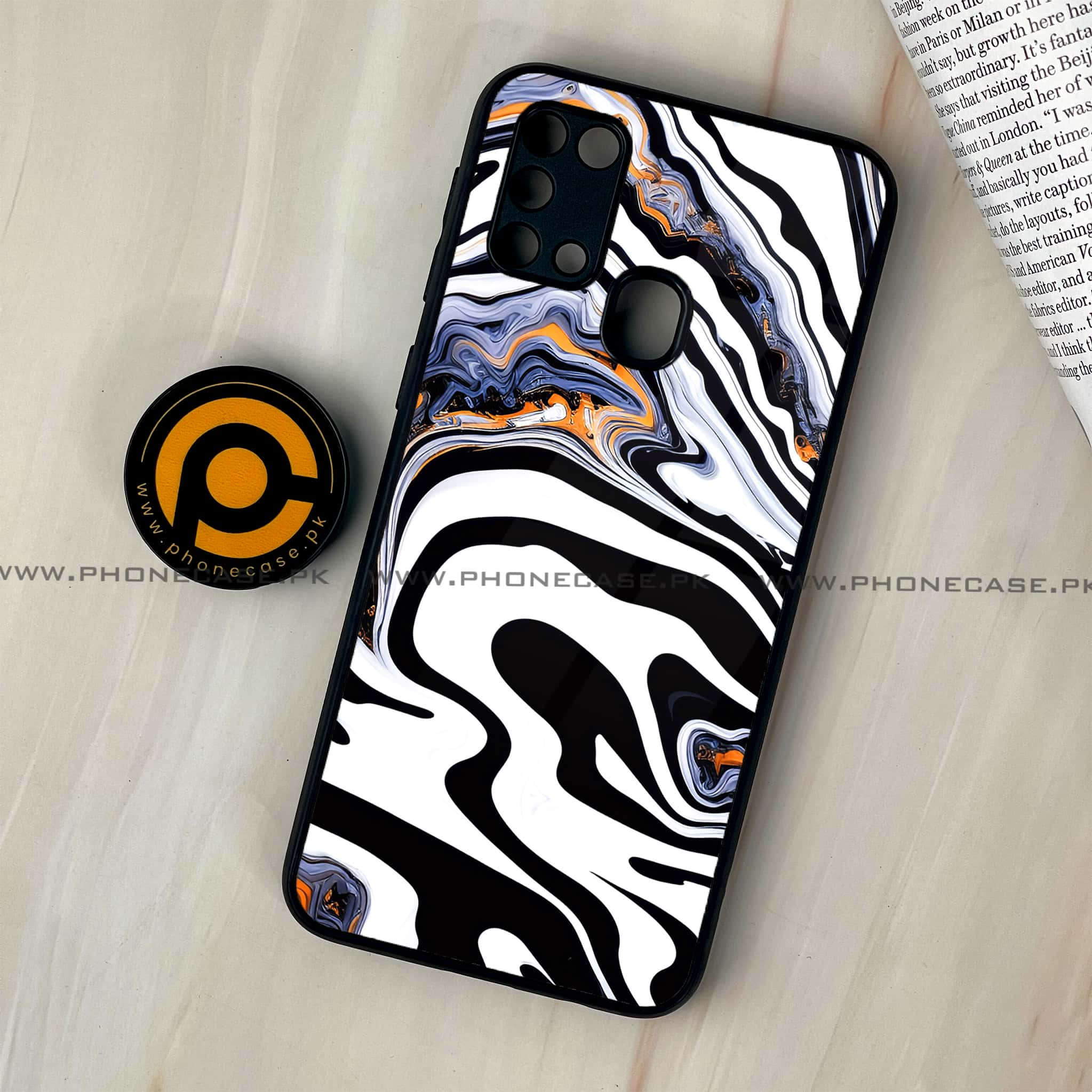 Galaxy M31 - Liquid Marble Series - Premium Printed Glass soft Bumper shock Proof Case