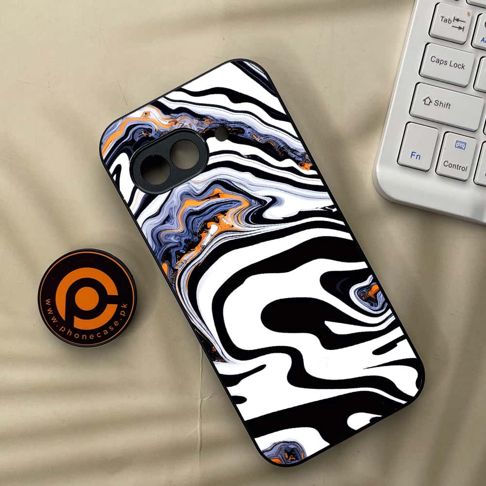 Google Pixel 9a - Liquid Marble Series - Premium Metal Printed soft Bumper Shock Proof Case