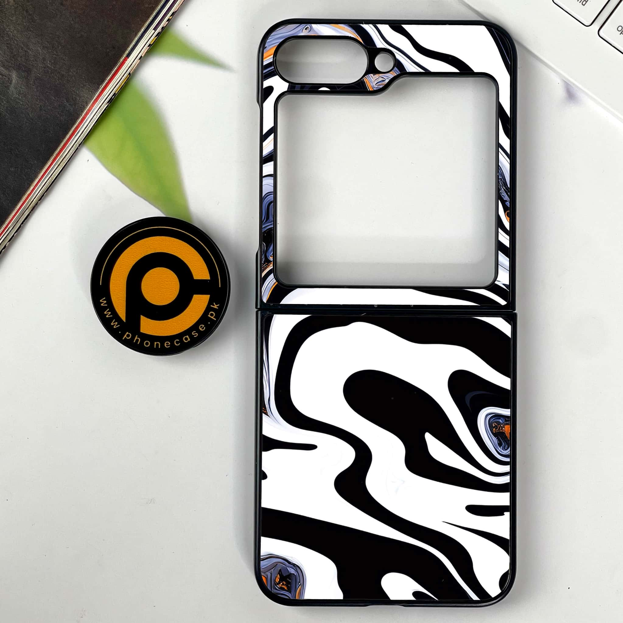 Galaxy Z Flip 6 - Liquid Marble Series - Premium Printed Glass soft Bumper shock Proof Case