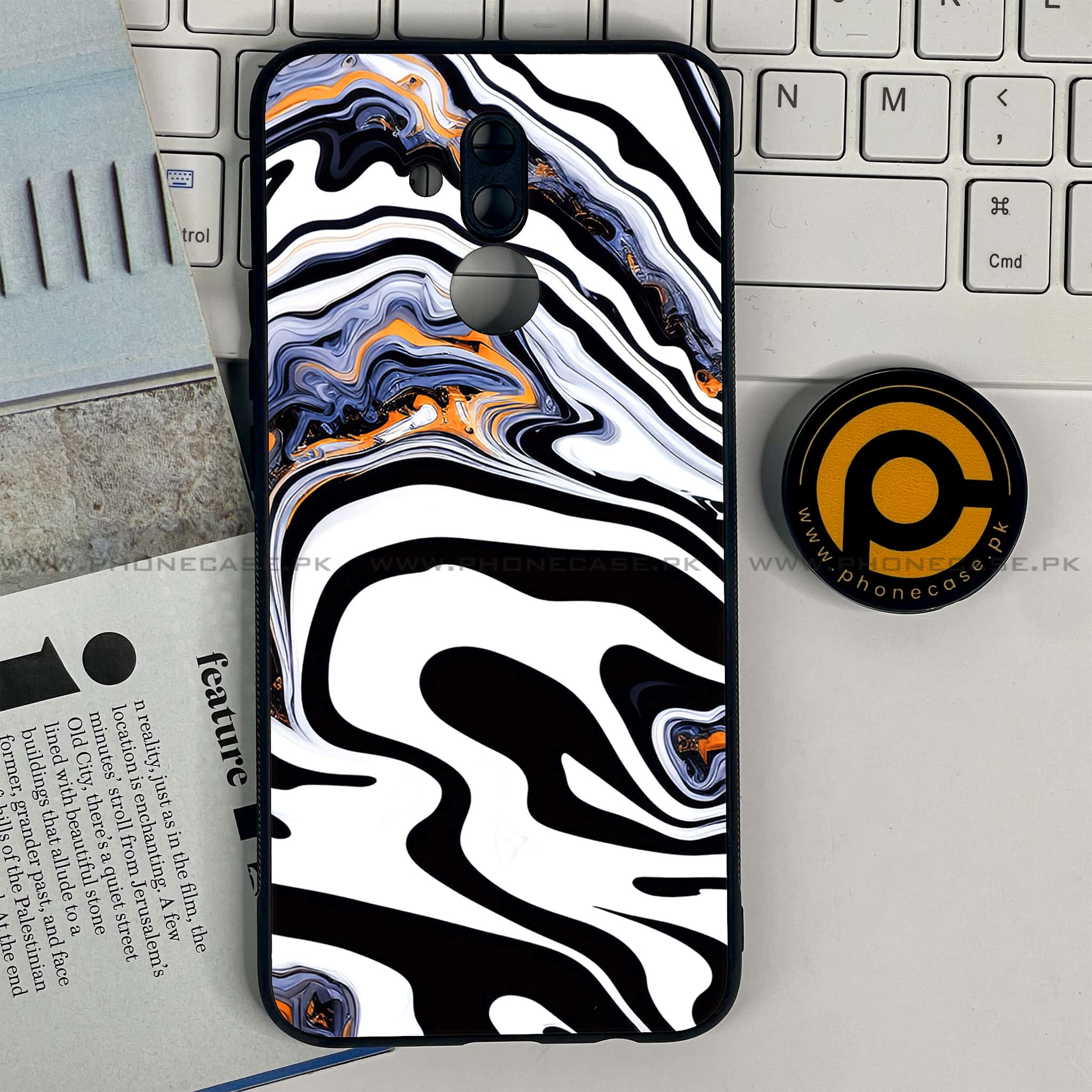 Huawei Mate 20 Lite - Liquid Marble Series - Premium Printed Glass soft Bumper shock Proof Case