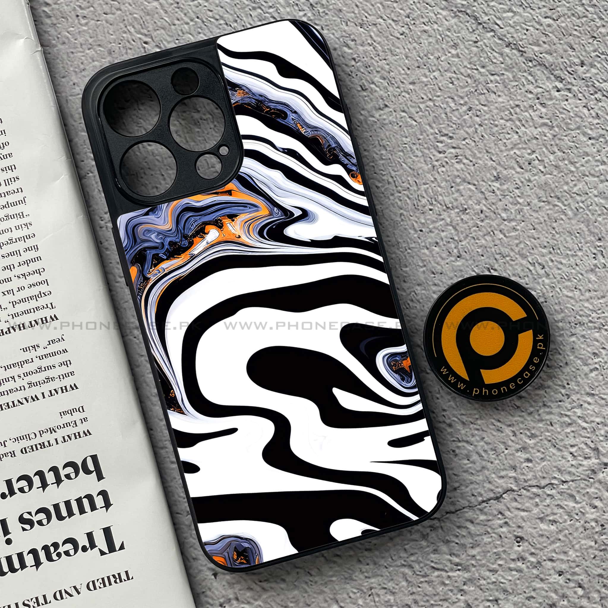 iPhone 15 Pro - Liquid Marble Series - Premium Metal Printed soft Bumper shock Proof Case