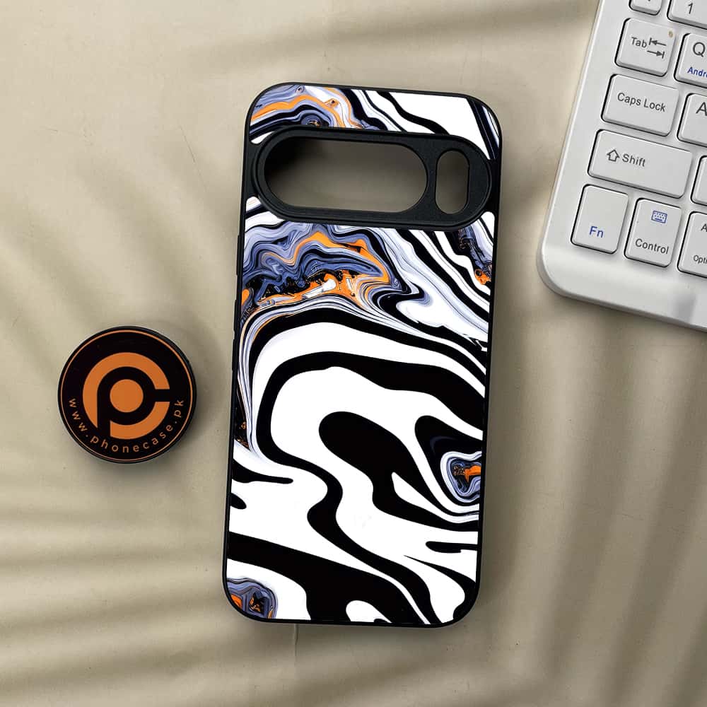 Google Pixel 10 Pro  - Liquid Marble Series - Premium Metal Printed soft Bumper Shock Proof Case