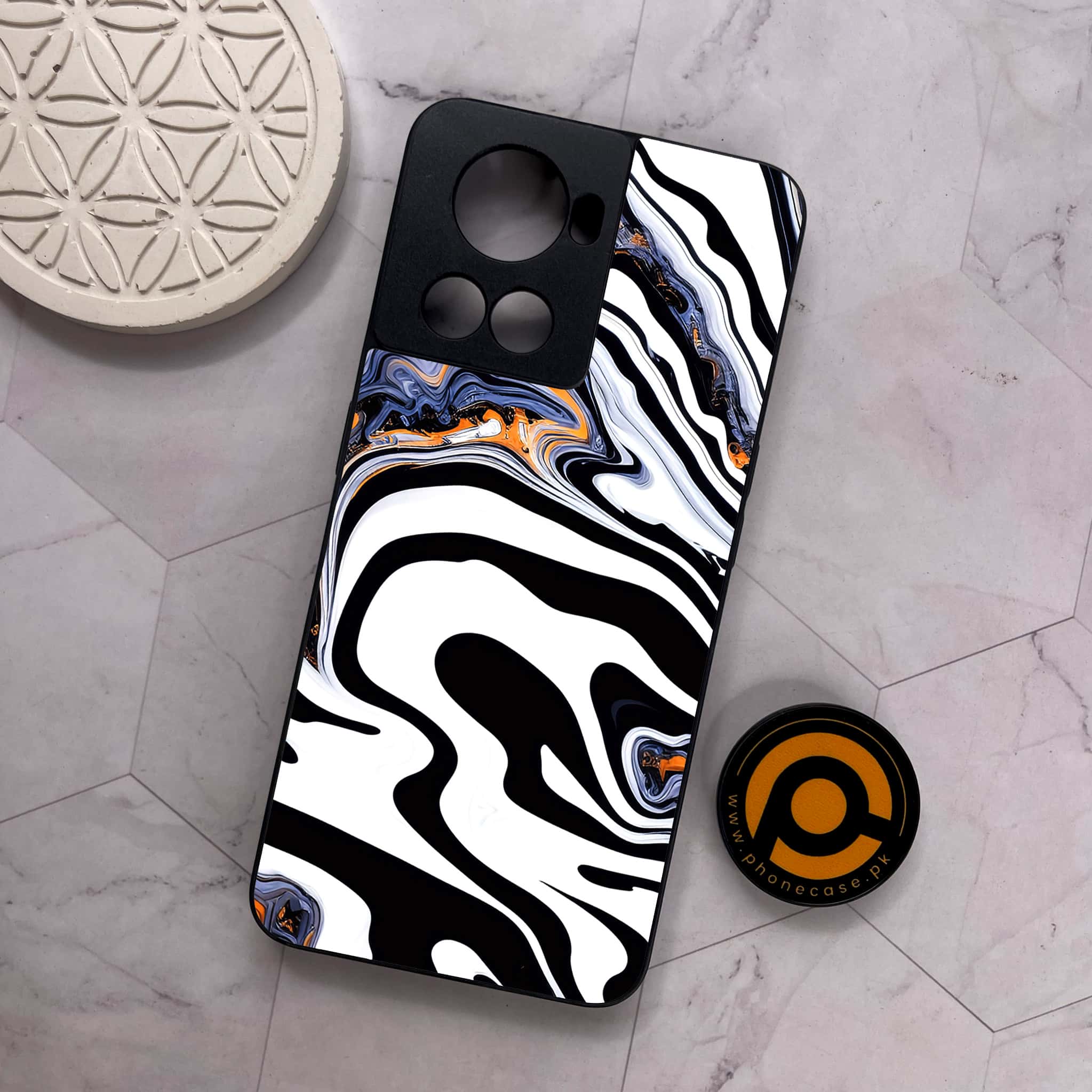 OnePlus 10R -  Liquid Marble Series - Premium Metal Printed soft Bumper shock Proof Case