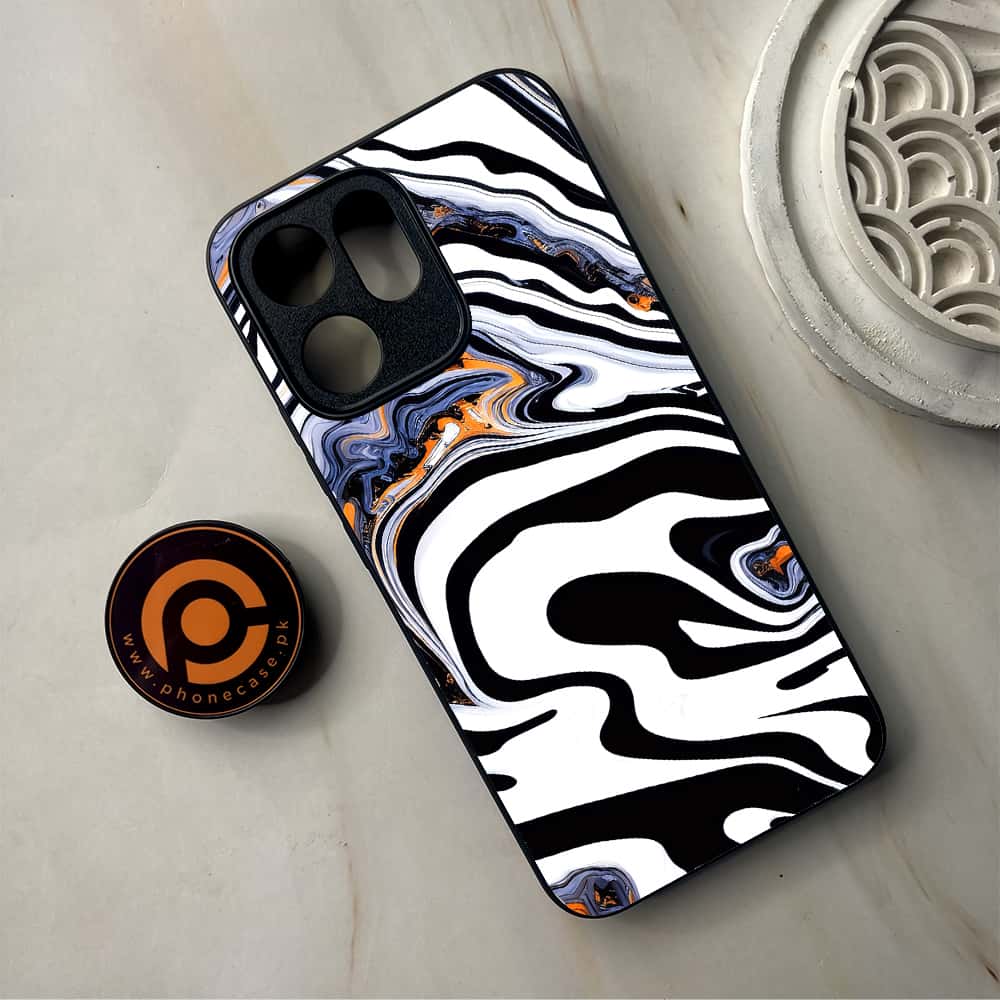 Oppo Reno 14F - Liquid Marble Series - Premium Metal Printed Soft Bumper Shockproof Case