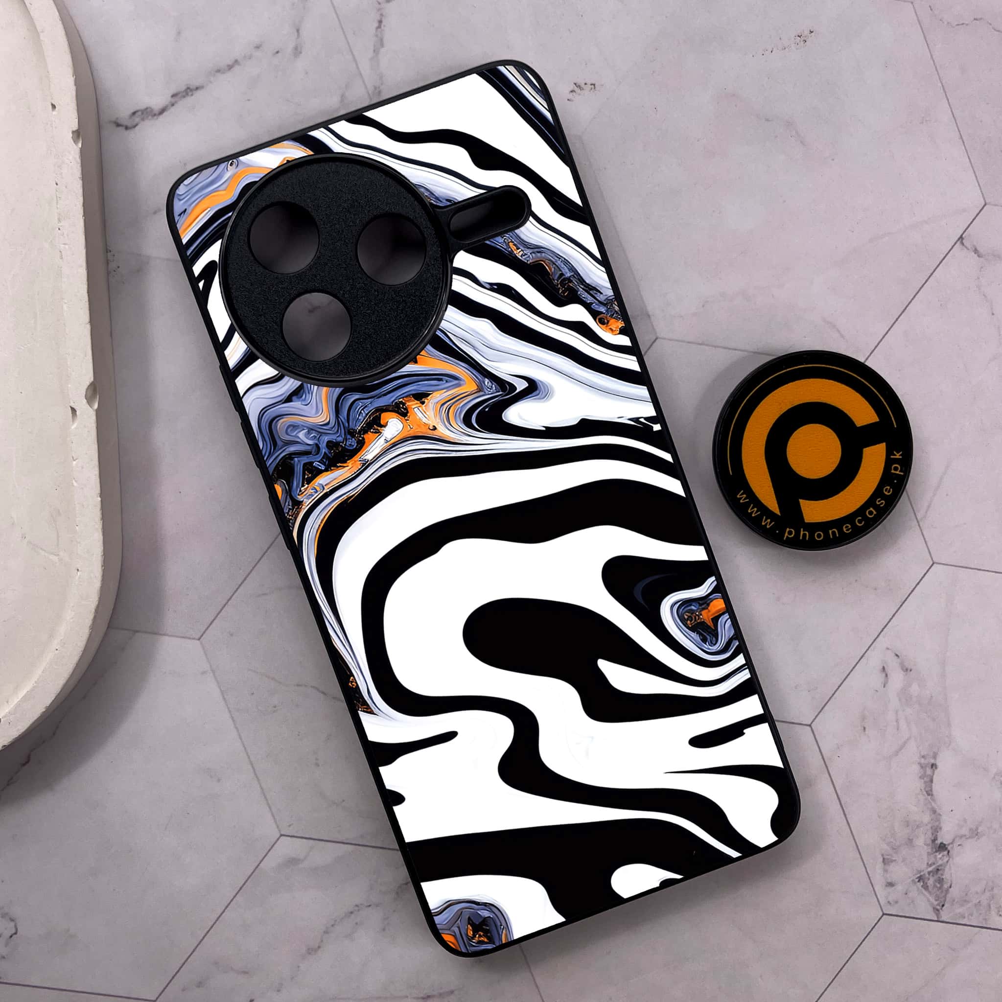 Xiaomi Poco F7 Pro 5G - Liquid Marble Series - Premium Metal Printed soft Bumper shock Proof Case