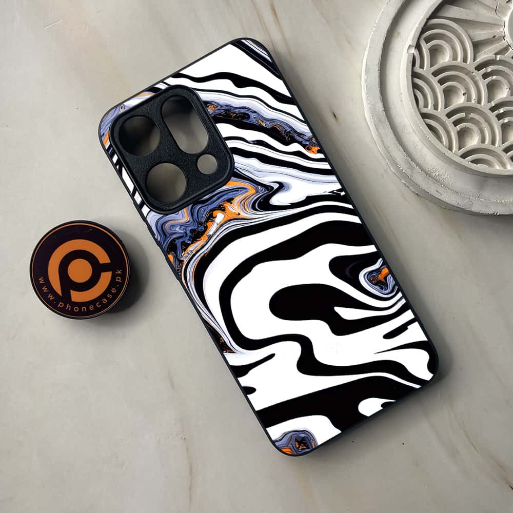 Oppo Reno 14 5G - Liquid Marble Series - Premium Metal Printed soft Bumper shock Proof Case