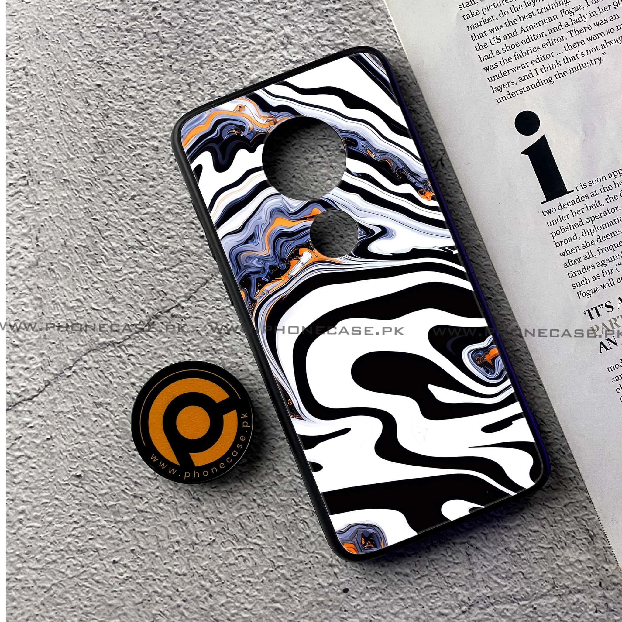 Moto G7 - Liquid Marble Series - Premium Printed Glass soft Bumper shock Proof Case