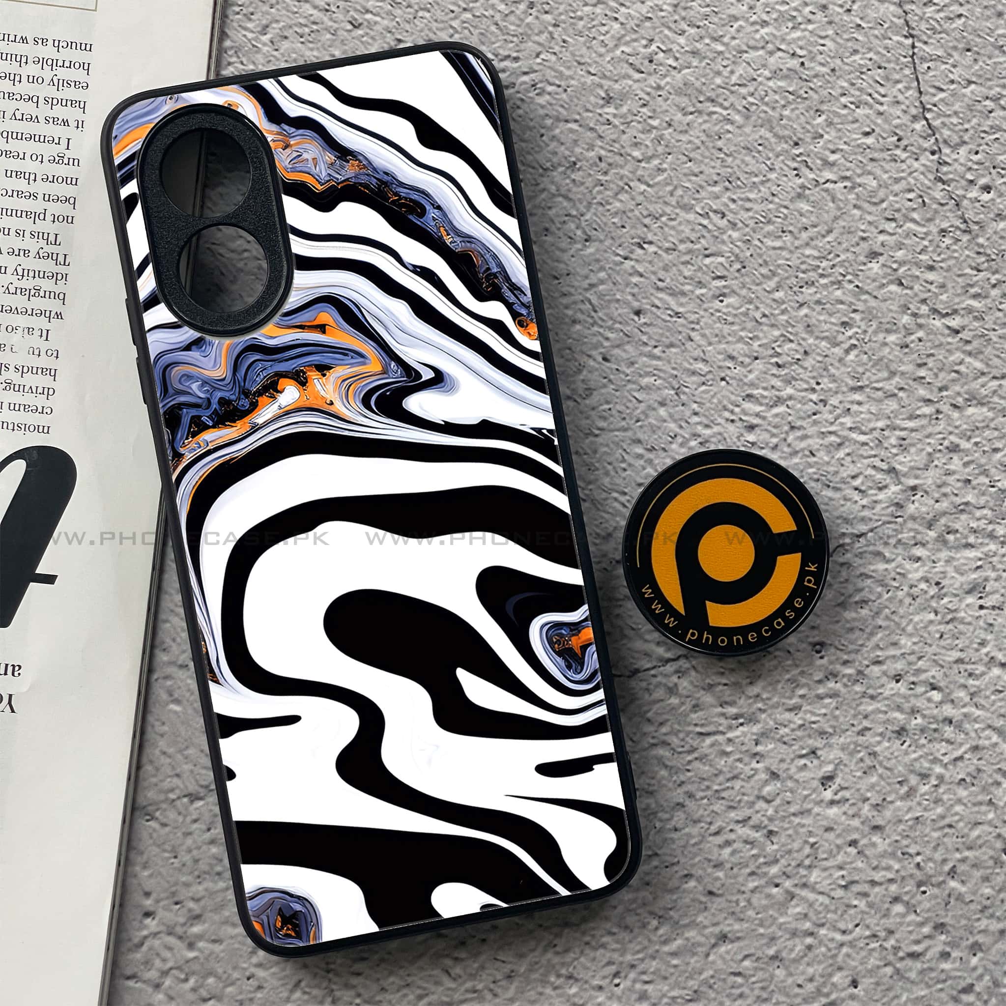 Oppo A18 4G - Liquid Marble Series - Premium Printed Glass soft Bumper shock Proof Case
