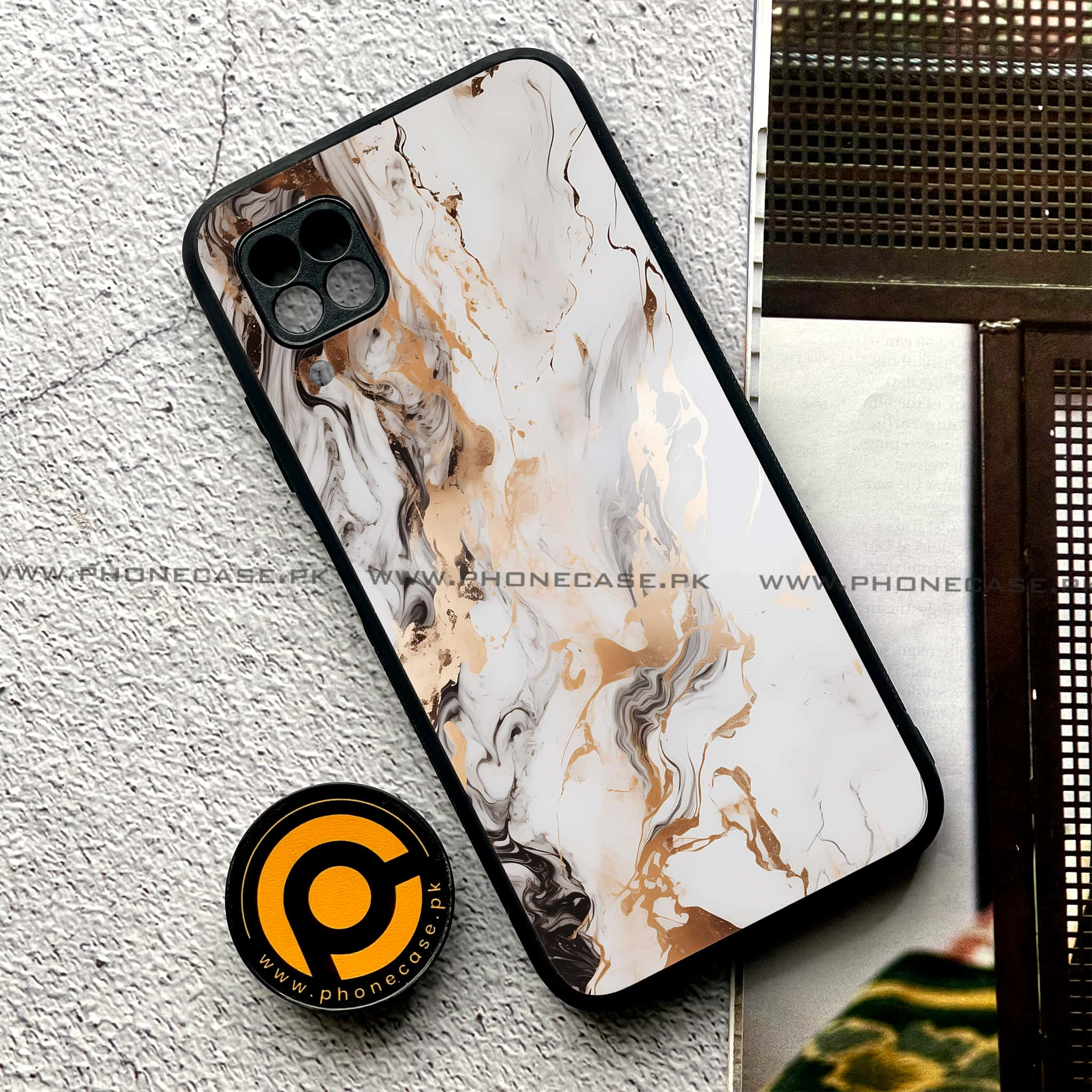 Huawei P40 Lite - Liquid Marble Series - Premium Printed Glass soft Bumper shock Proof Case