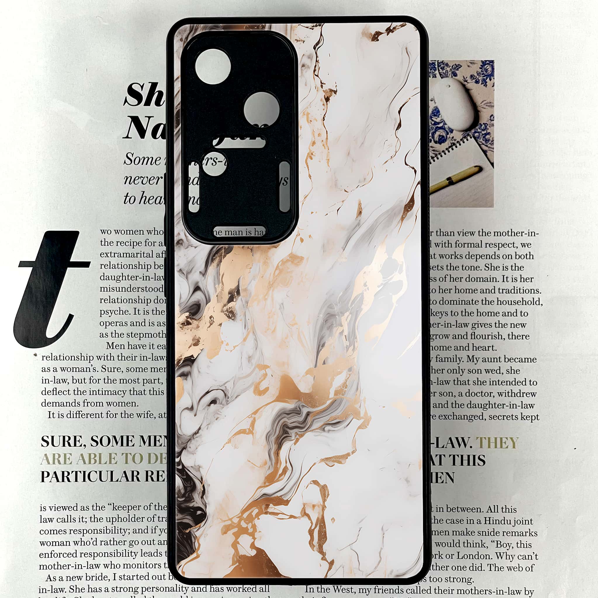 Vivo V30 - Liquid Marble Series - Premium Printed Glass soft Bumper shock Proof Case
