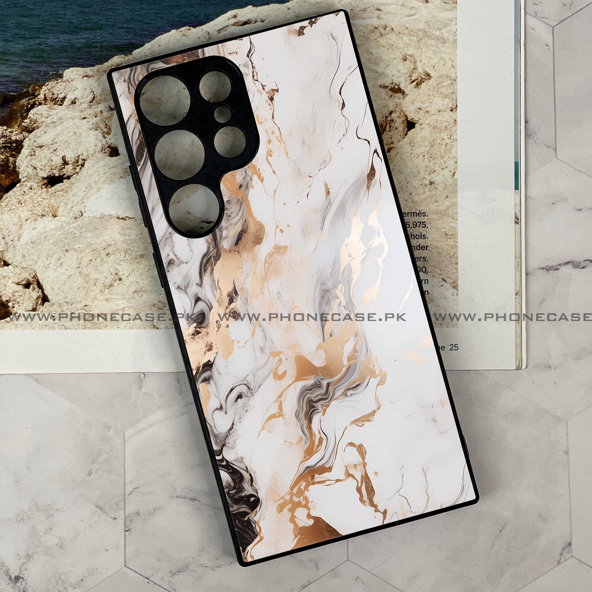 Samsung Galaxy S22 Ultra - Liquid Marble Series - Premium Metal Printed soft Bumper shock Proof Case