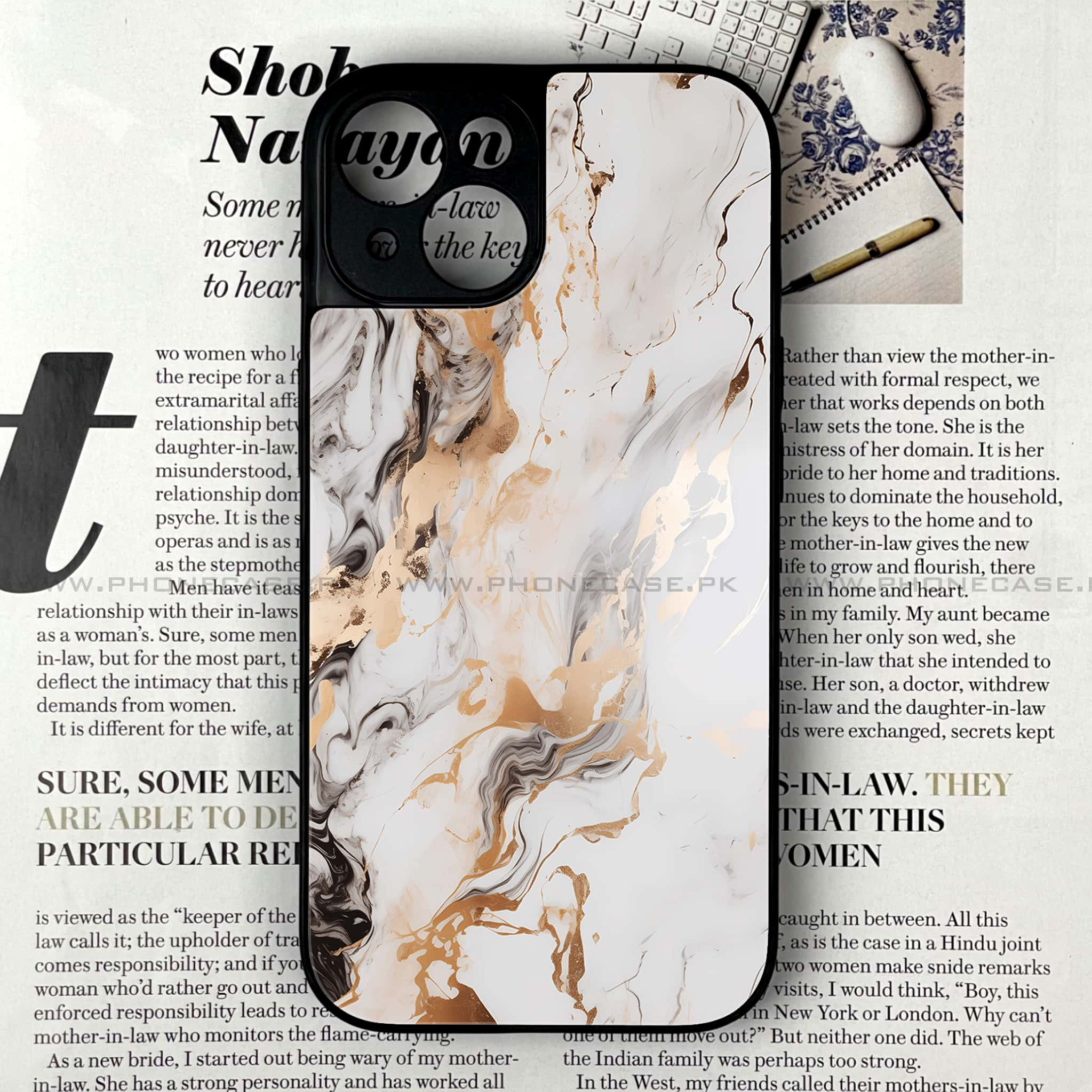 iPhone 14 - Liquid Marble Series - Premium Printed Glass soft Bumper shock Proof Case