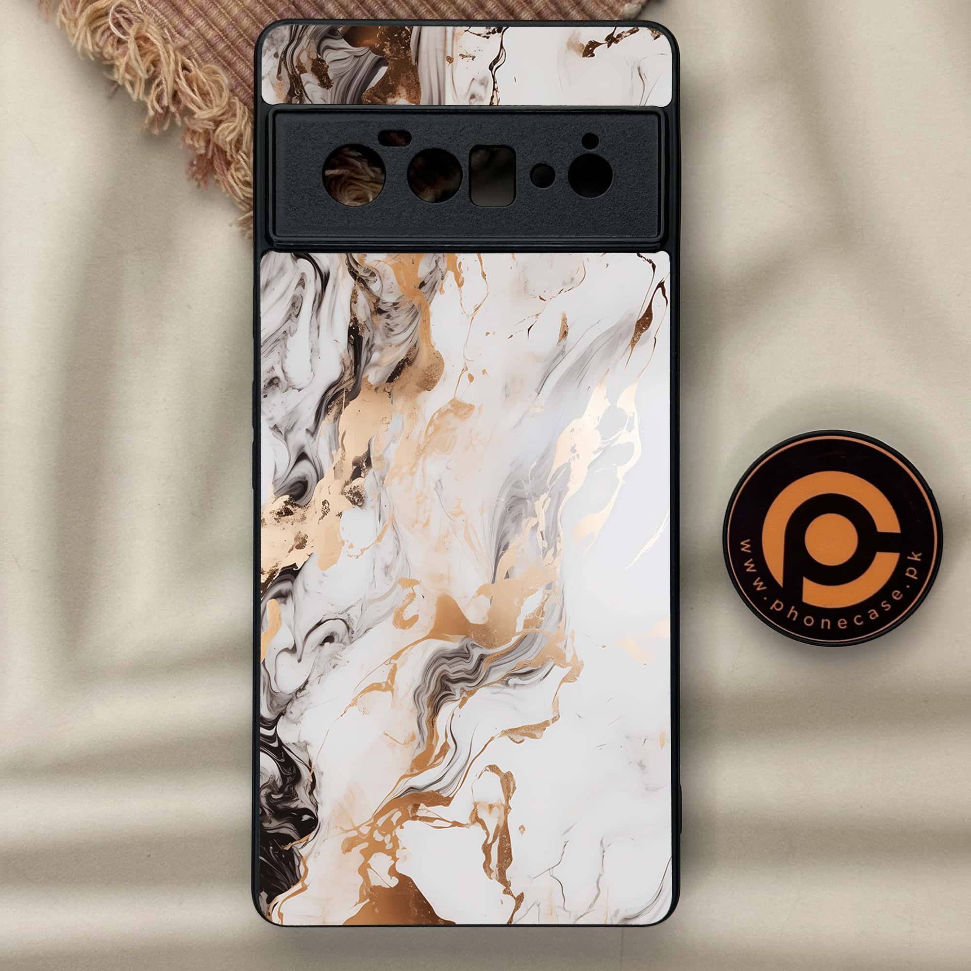 Google Pixel 6 Pro - Liquid Marble Series - Premium Metal Printed soft Bumper Shock Proof Case