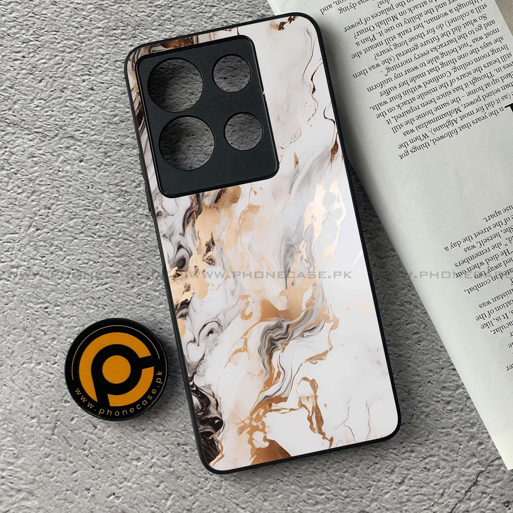 Infinix Note 30 - Liquid Marble Series - Premium Printed Glass soft Bumper shock Proof Case