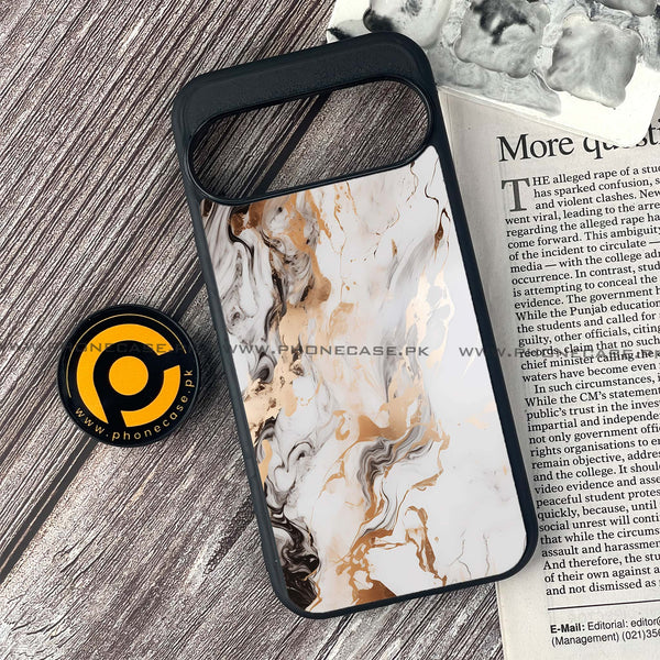 Google Pixel 9 - Liquid Marble Series - Premium Printed Glass soft Bumper shock Proof Case