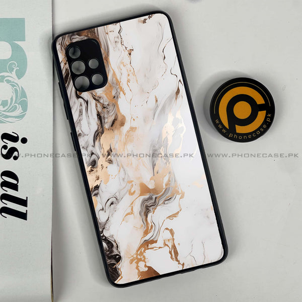 Samsung Galaxy A51 Liquid Marble Design 1 Premium Printed Glass soft Bumper shock Proof Case CS-17091