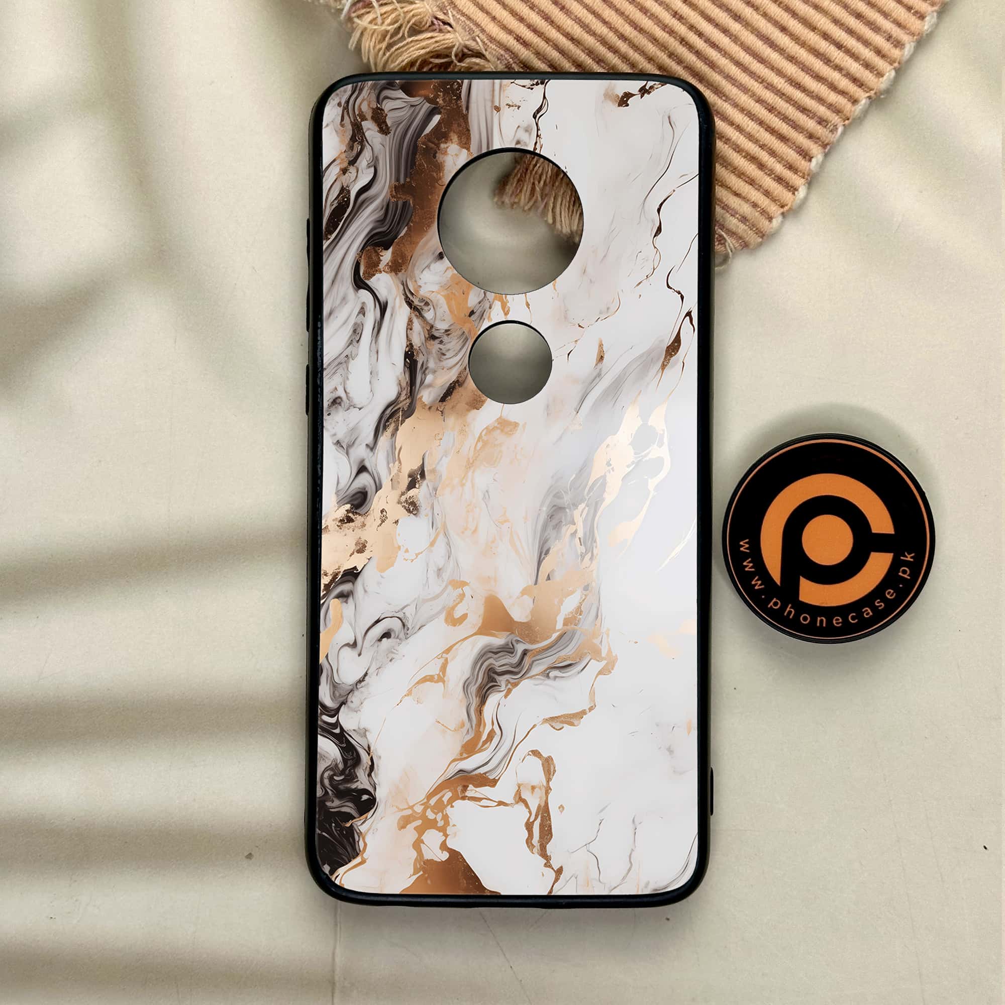Moto G7 - Liquid Marble Series - Premium Printed Glass soft Bumper shock Proof Case