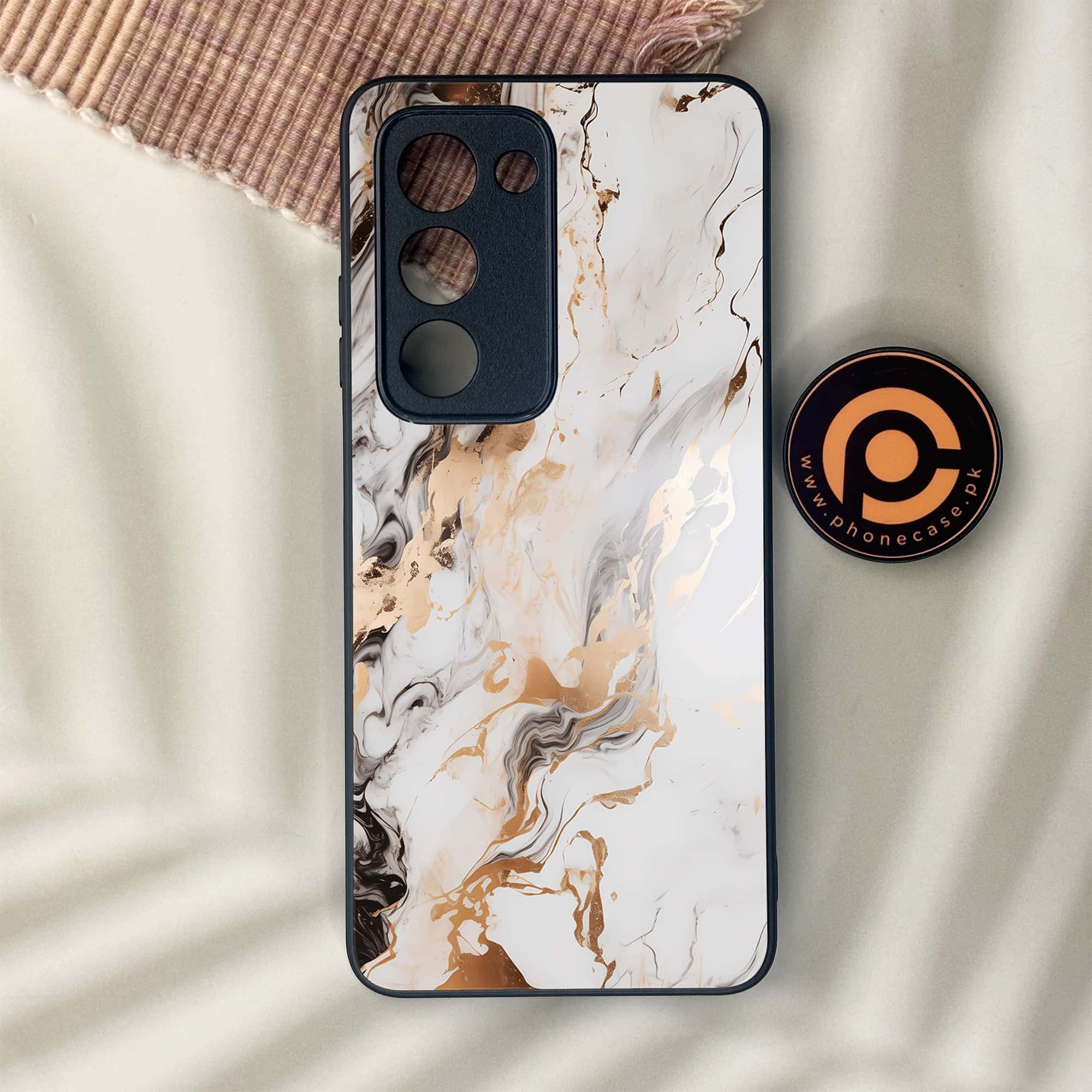 Oppo A5 2025 - Liquid Marble Series - Premium Metal Printed soft Bumper shock Proof Case