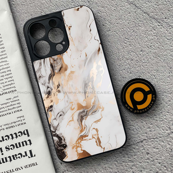 iPhone 15 Pro - Liquid Marble Series - Premium Metal Printed soft Bumper shock Proof Case
