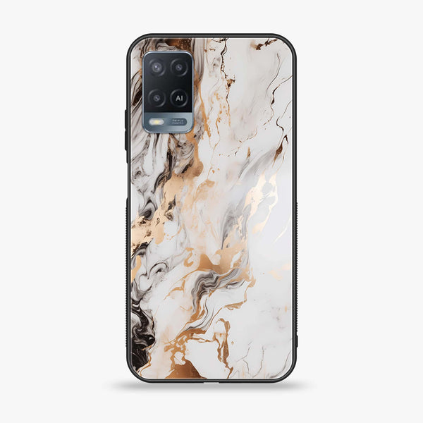 Oppo A54 - Liquid Marble Design 1 - Premium Printed Glass soft Bumper shock Proof Case  CS-38187