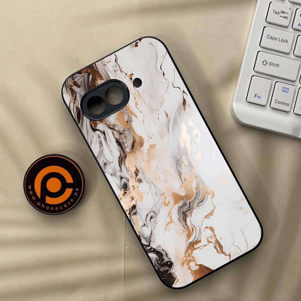 Google Pixel 9a - Liquid Marble Series - Premium Metal Printed soft Bumper Shock Proof Case