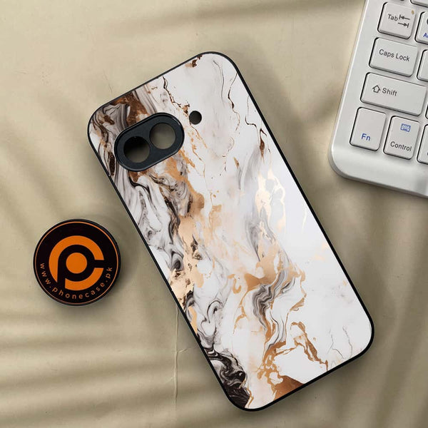 Google Pixel 9a - Liquid Marble Series - Premium Metal Printed soft Bumper Shock Proof Case