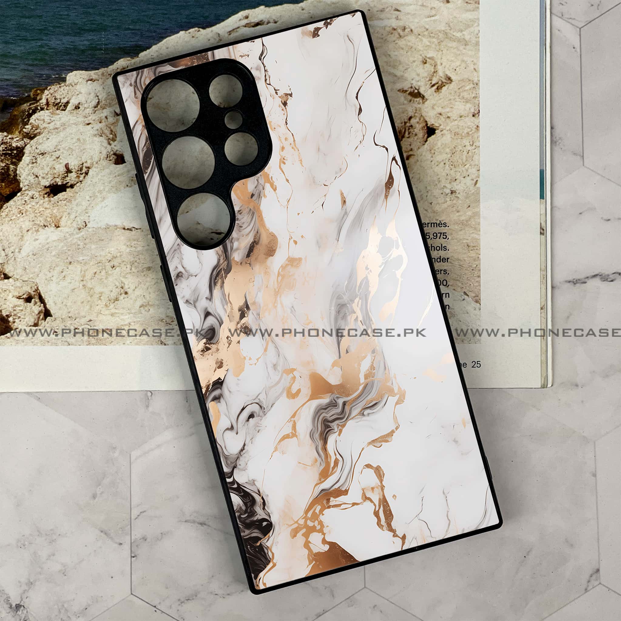 Samsung Galaxy S24 Ultra - Liquid Marble Series - Premium Metal Printed soft Bumper shock Proof Case