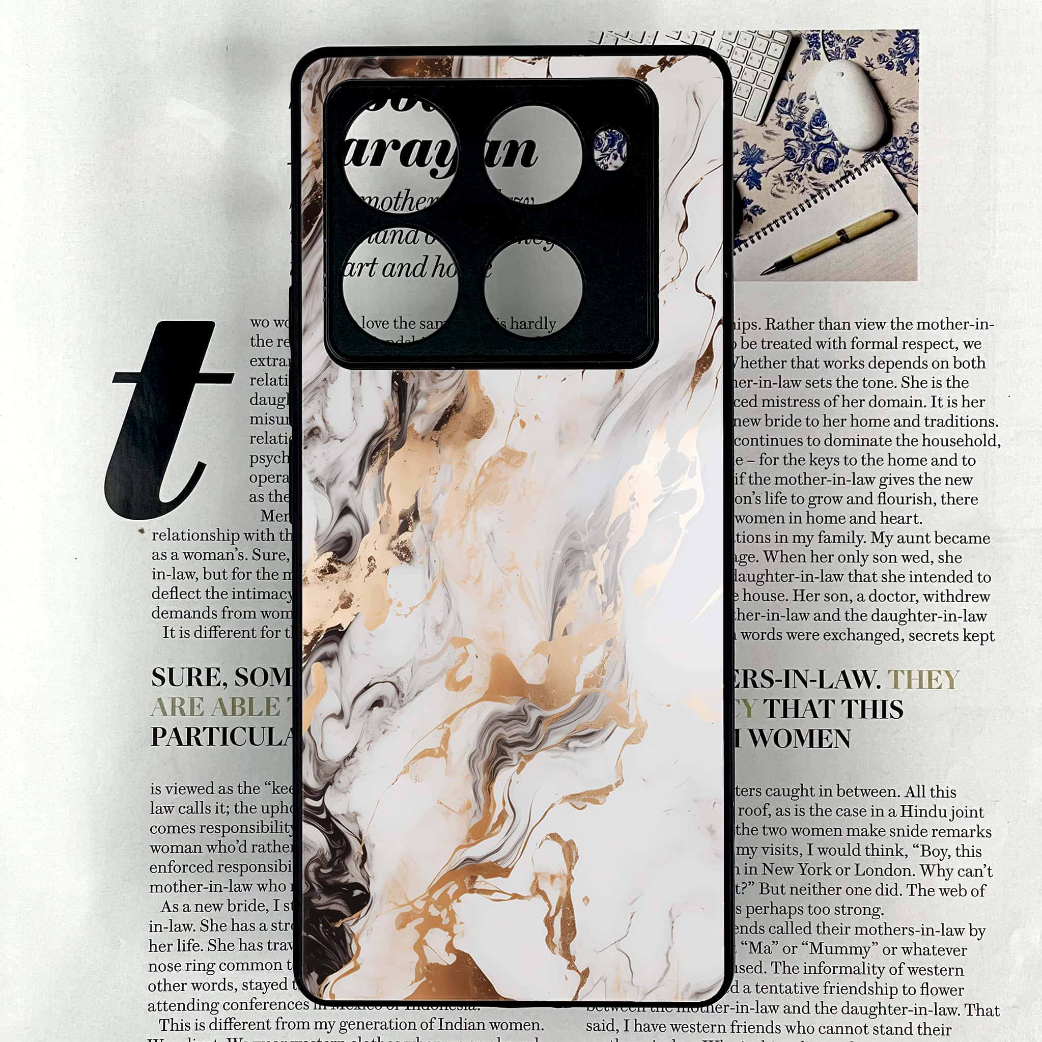 Infinix Note 40 Pro Plus - Liquid Marble Series - Premium Metal Printed soft Bumper shock Proof Case