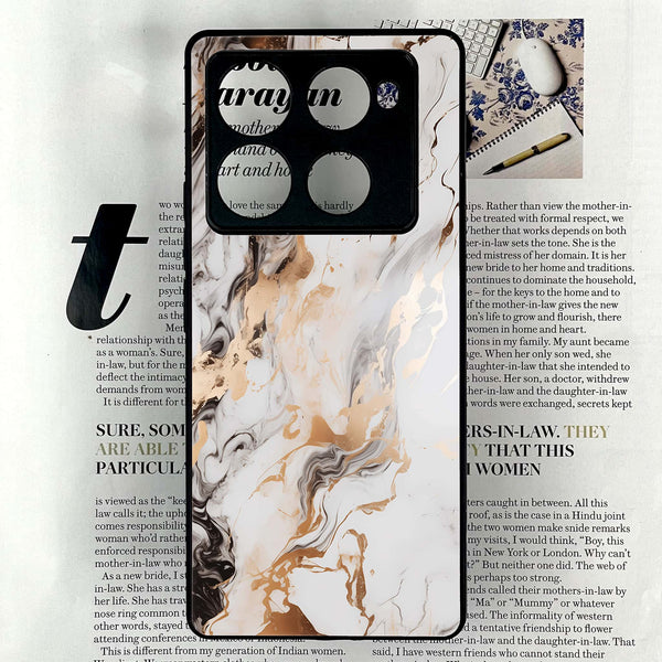 Infinix Note 40 Pro Plus - Liquid Marble Series - Premium Metal Printed soft Bumper shock Proof Case