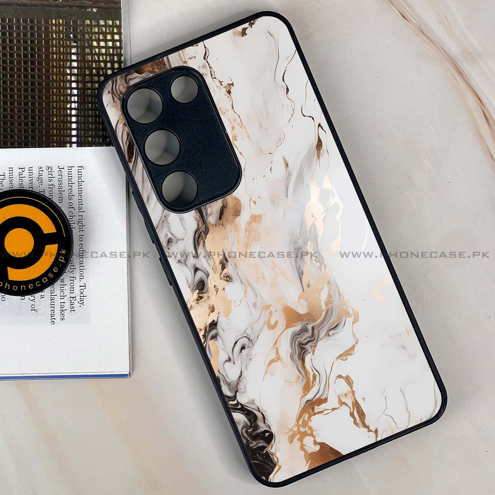 Vivo Y200e - Liquid Marble Series - Premium Metal Printed soft Bumper shock Proof Case