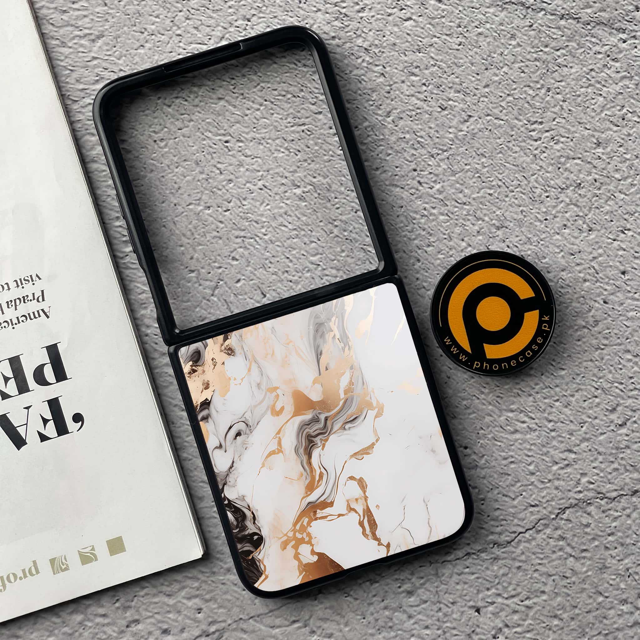 Xiaomi Mix Flip - Liquid Marble Series - Premium Printed Glass soft Bumper shock Proof Case