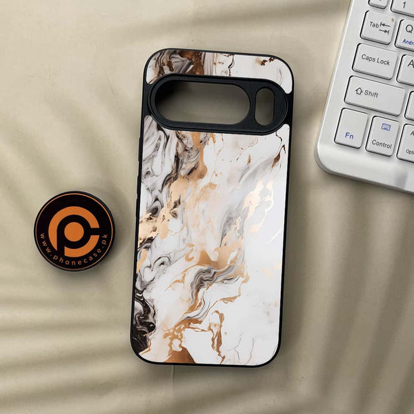Google Pixel 10 Pro XL - Liquid Marble Series - Premium Metal Printed soft Bumper Shock Proof Case