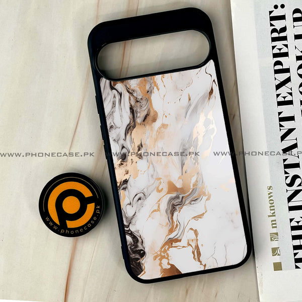 Google Pixel 10 Pro XL - Liquid Marble Series - Premium Metal Printed soft Bumper Shock Proof Case