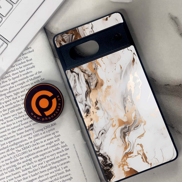 Google Pixel 7 - Liquid Marble Series - Premium Metal Printed soft Bumper Shock Proof Case