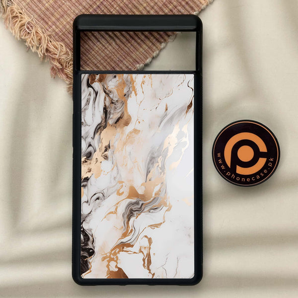 Google Pixel 6 - Liquid Marble Series - Premium Metal Printed soft Bumper Shock Proof Case