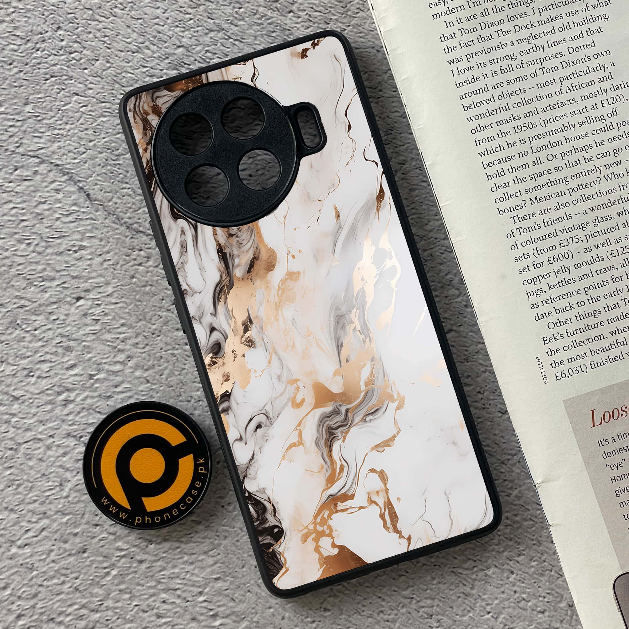 Tecno Spark 20 pro plus - Liquid Marble Series - Premium Printed Glass soft Bumper shock Proof Case