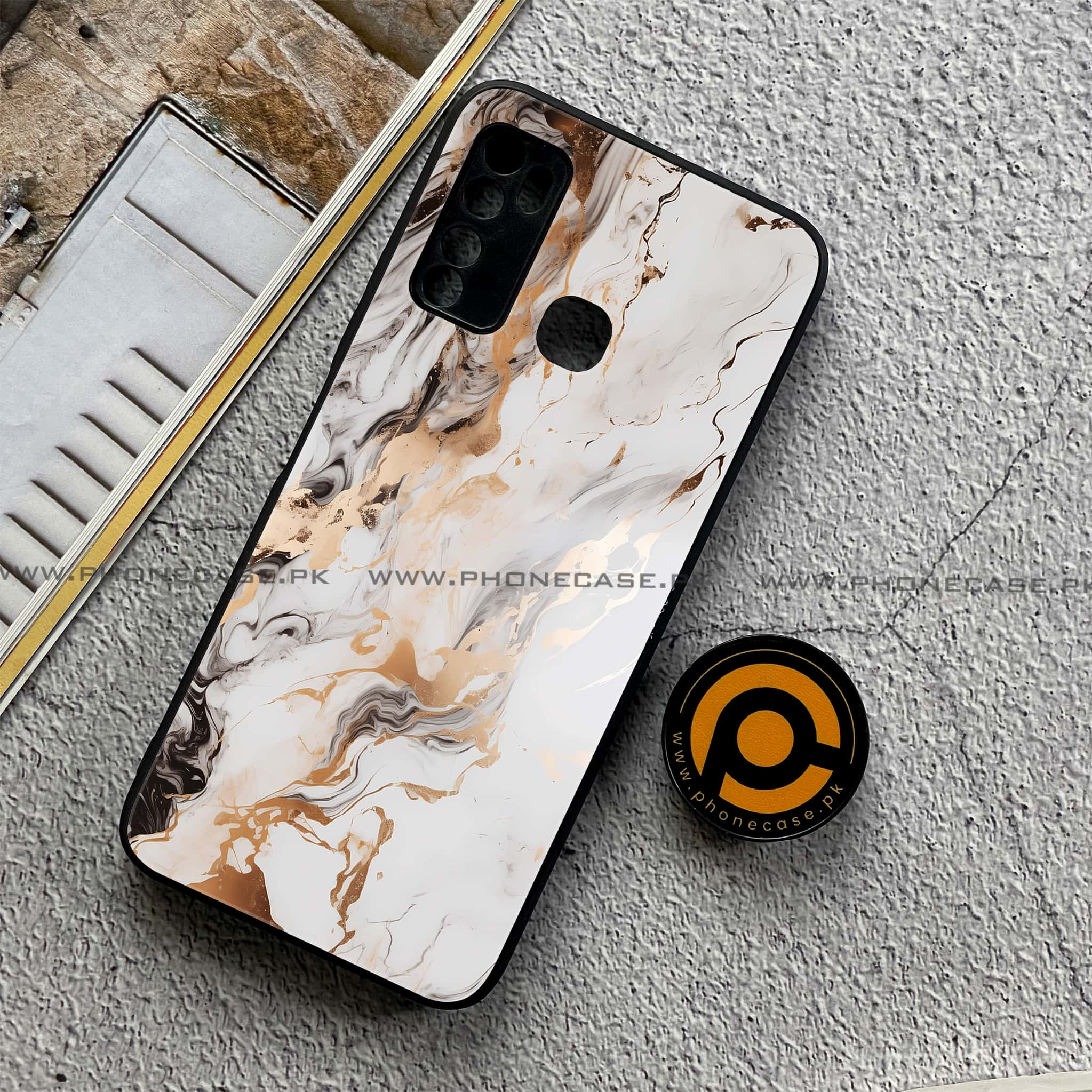 Infinix Note 7 Lite - Liquid Marble Series - Premium Printed Metal soft Bumper shock Proof Case