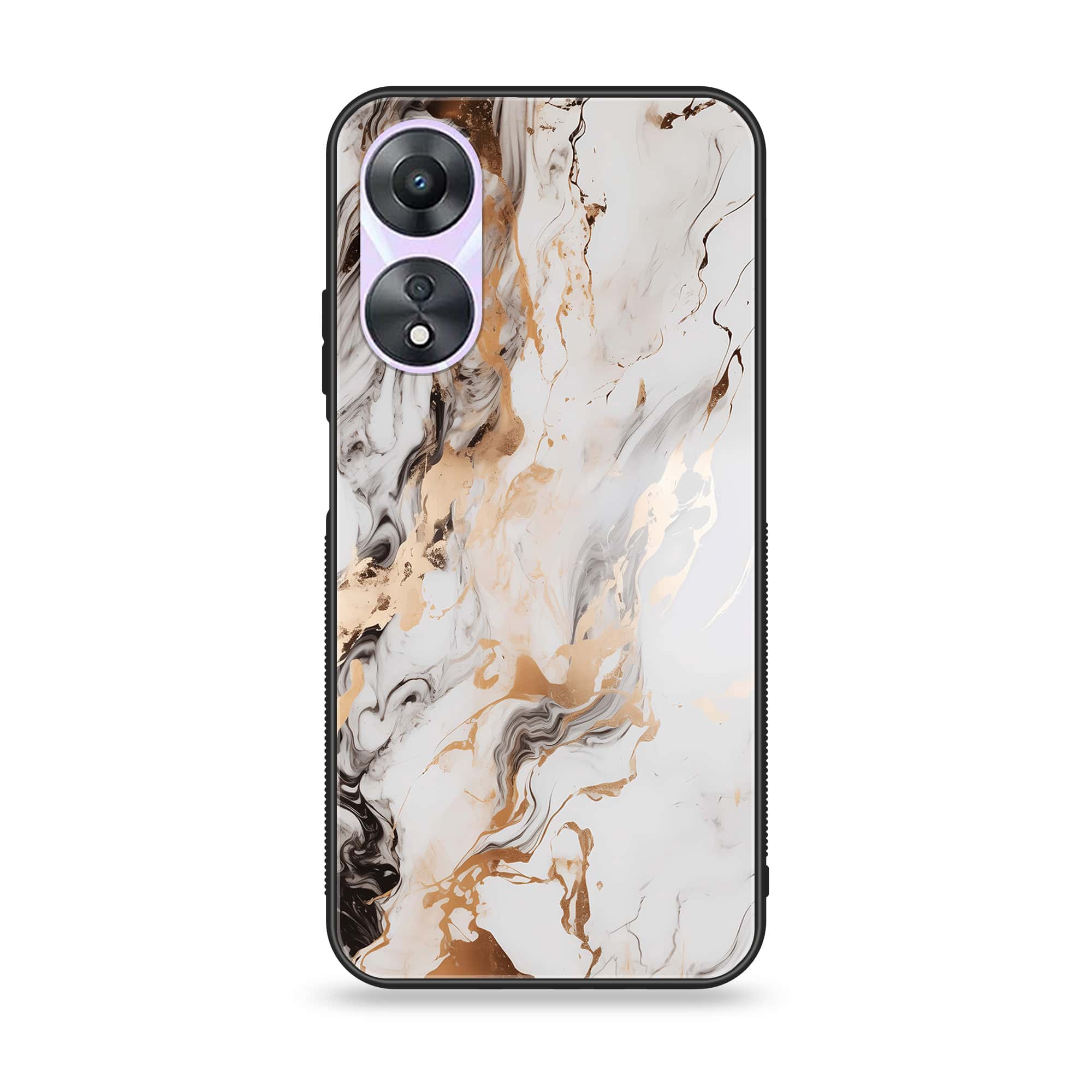 Oppo A78 4G - Liquid Marble Series - Premium Printed Glass soft Bumper shock Proof Case