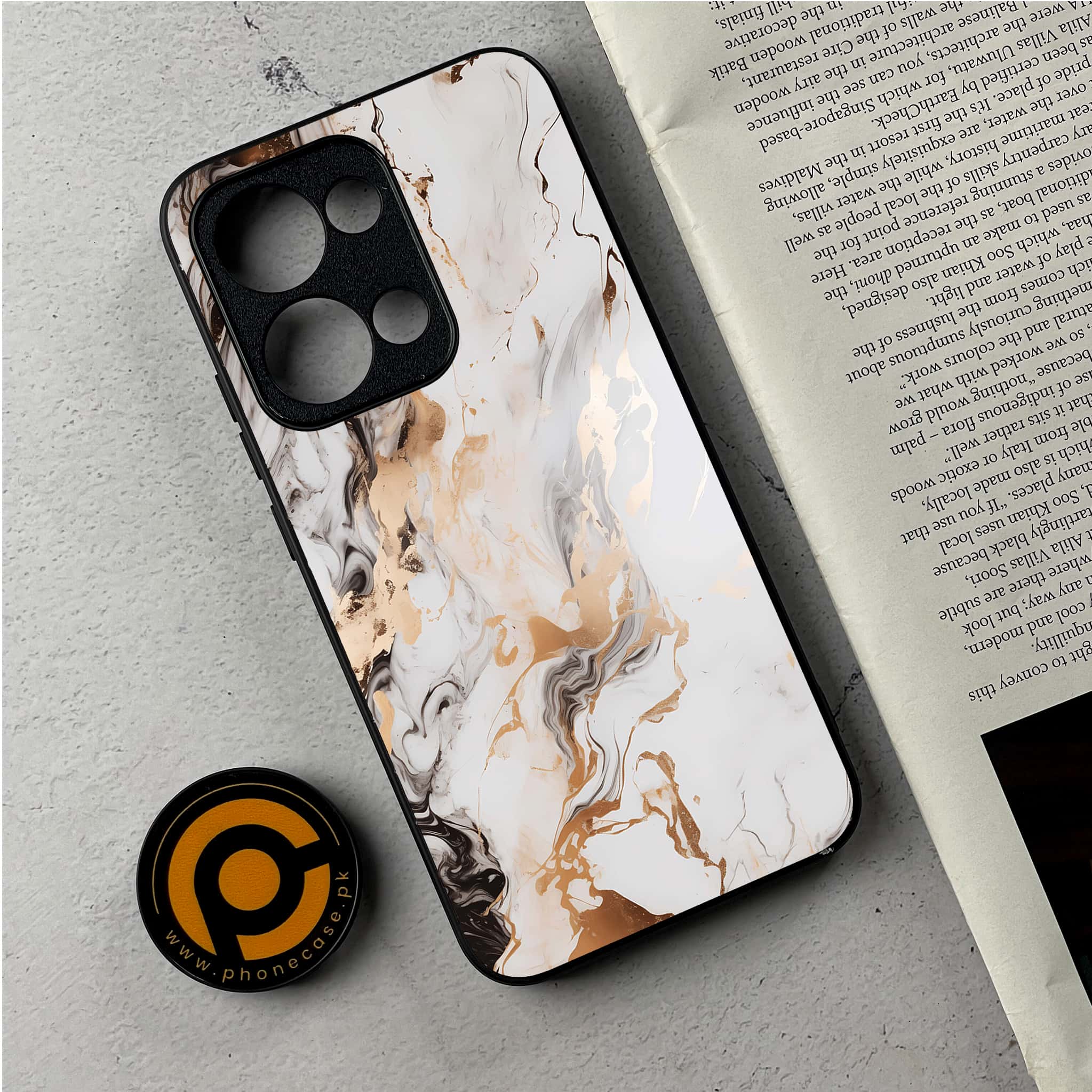Oppo Reno 13 - Liquid Marble Series - Premium Metal Printed Soft Bumper Shockproof Case