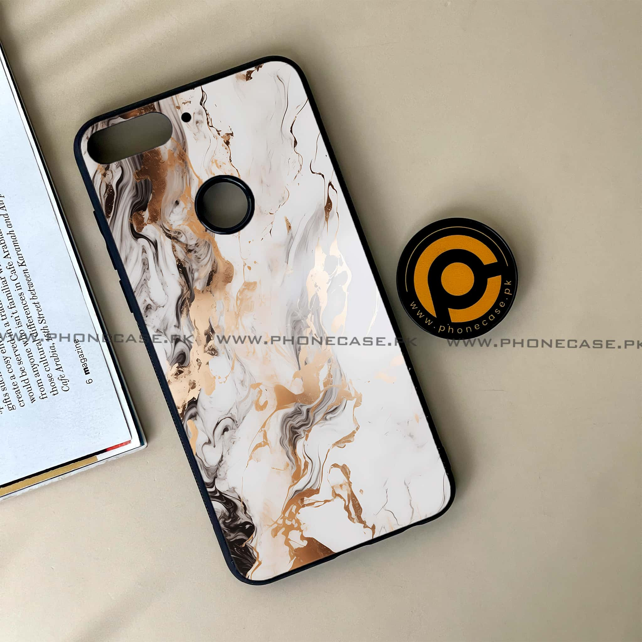 Huawei Y7 Prime (2018) -  Liquid Marble Series - Premium Printed Glass soft Bumper shock Proof Case