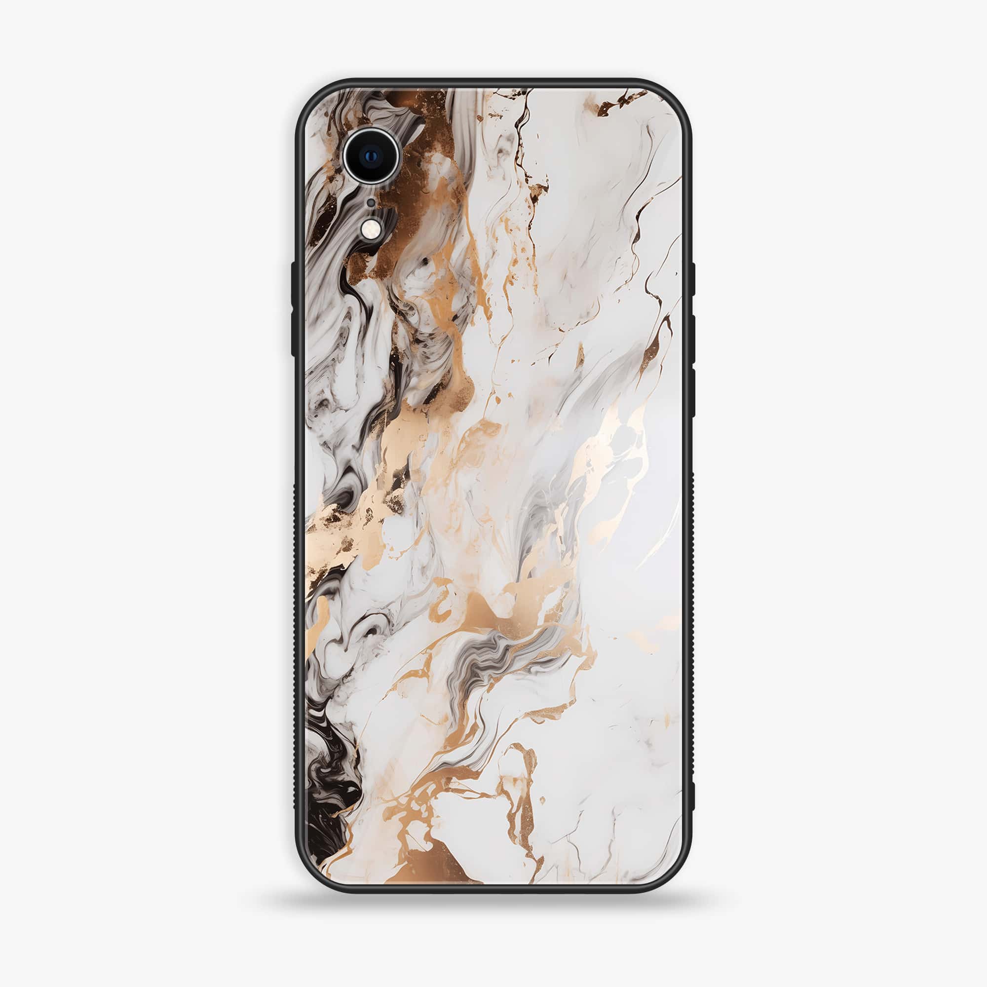 iPhone XR - Liquid Marble Series - Premium Printed Glass soft Bumper shock Proof Case